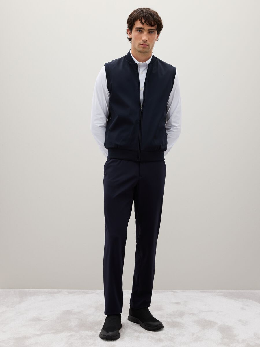 Regular Fit Blue Stretch Fabric Waistcoat_2