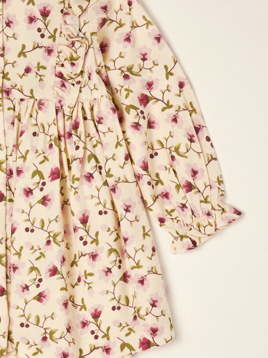Completo beige in pura viscosa a fiori con girocollo_2