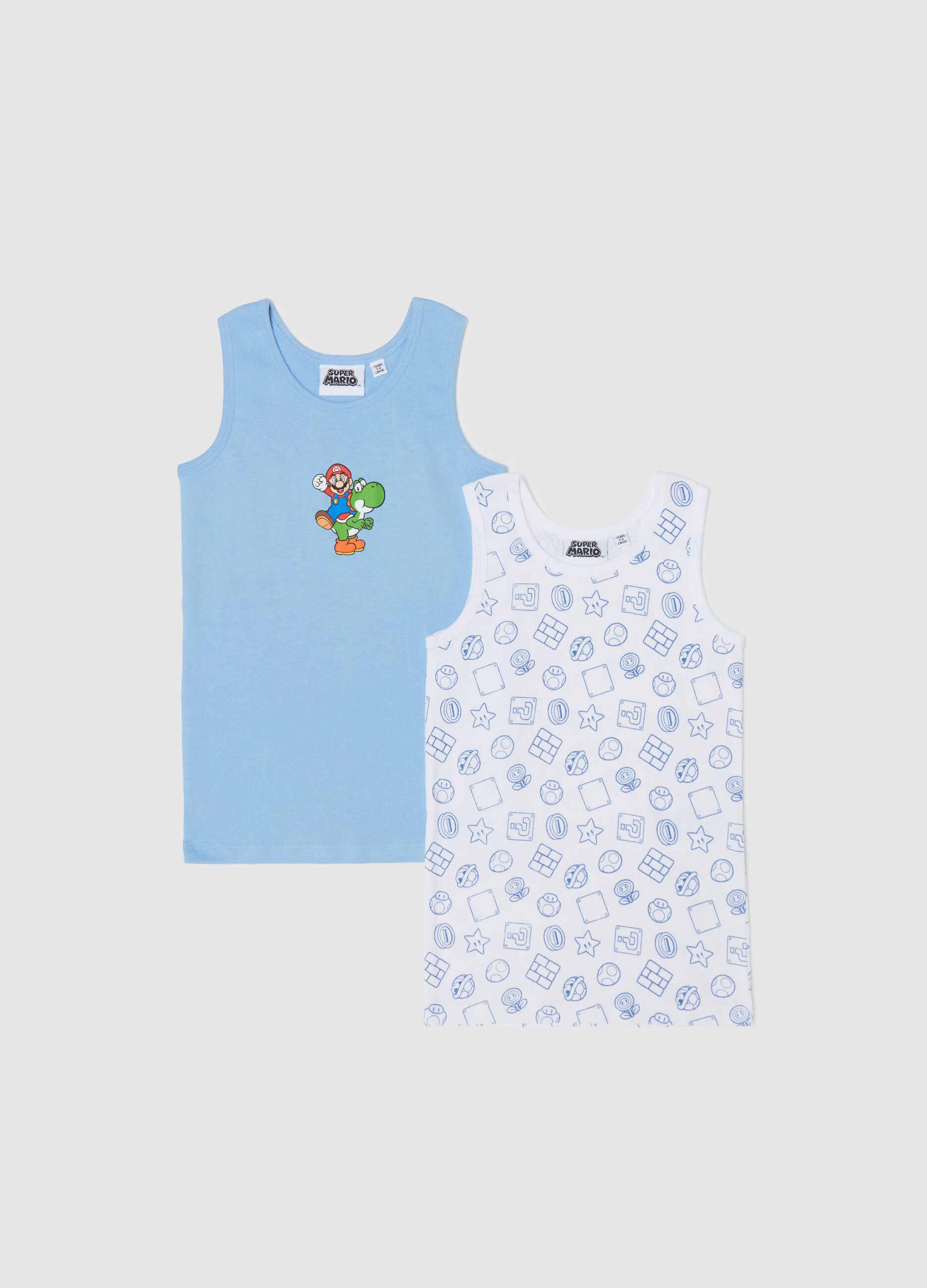 Two-pack racerback vests in cotton with Super Mario™ print