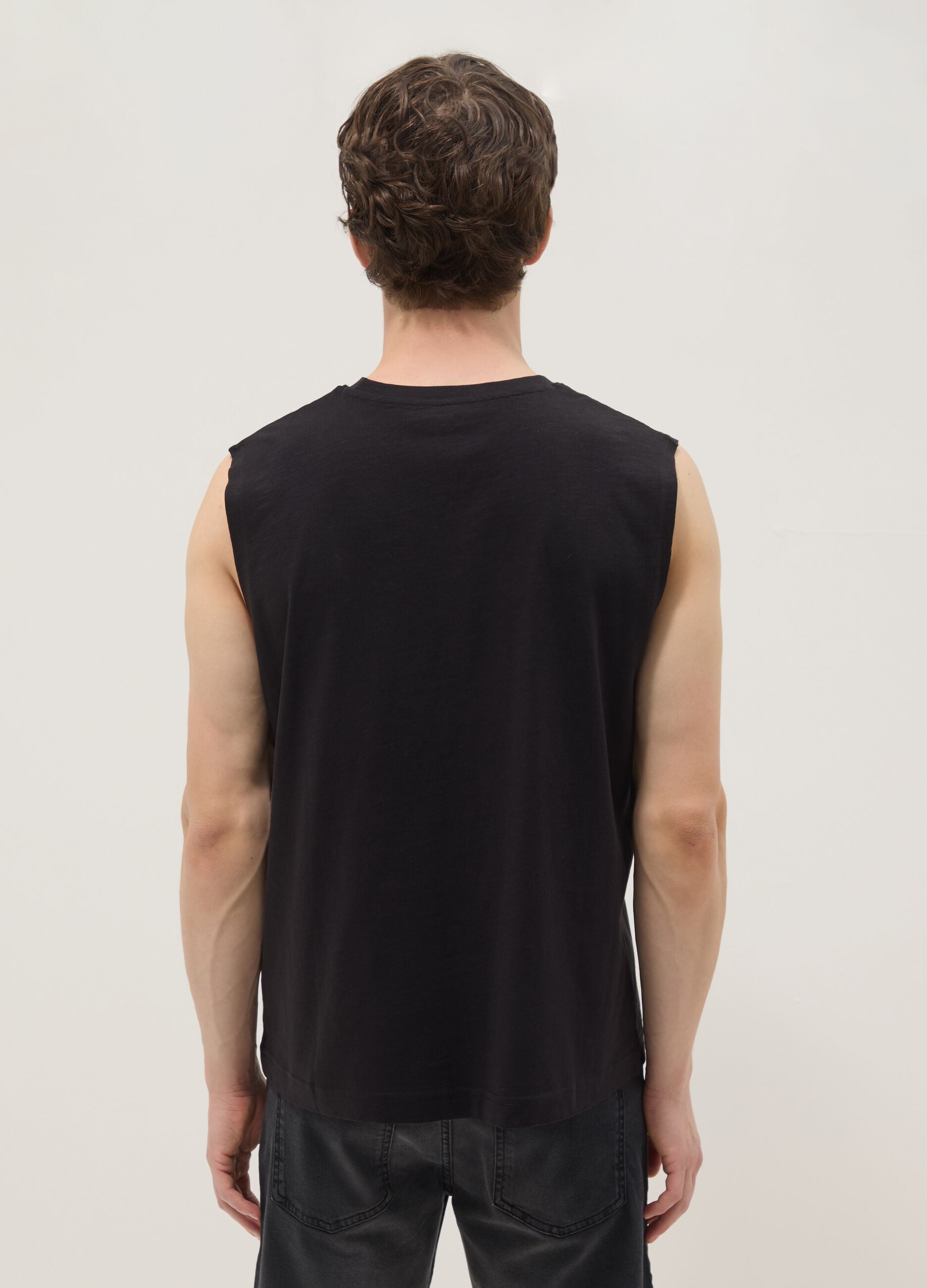 Black pure cotton vest