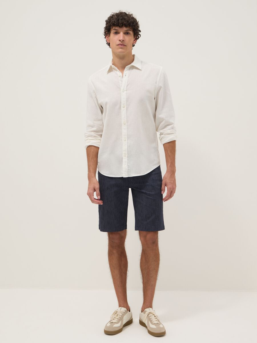 Blue stretch cotton shorts_1