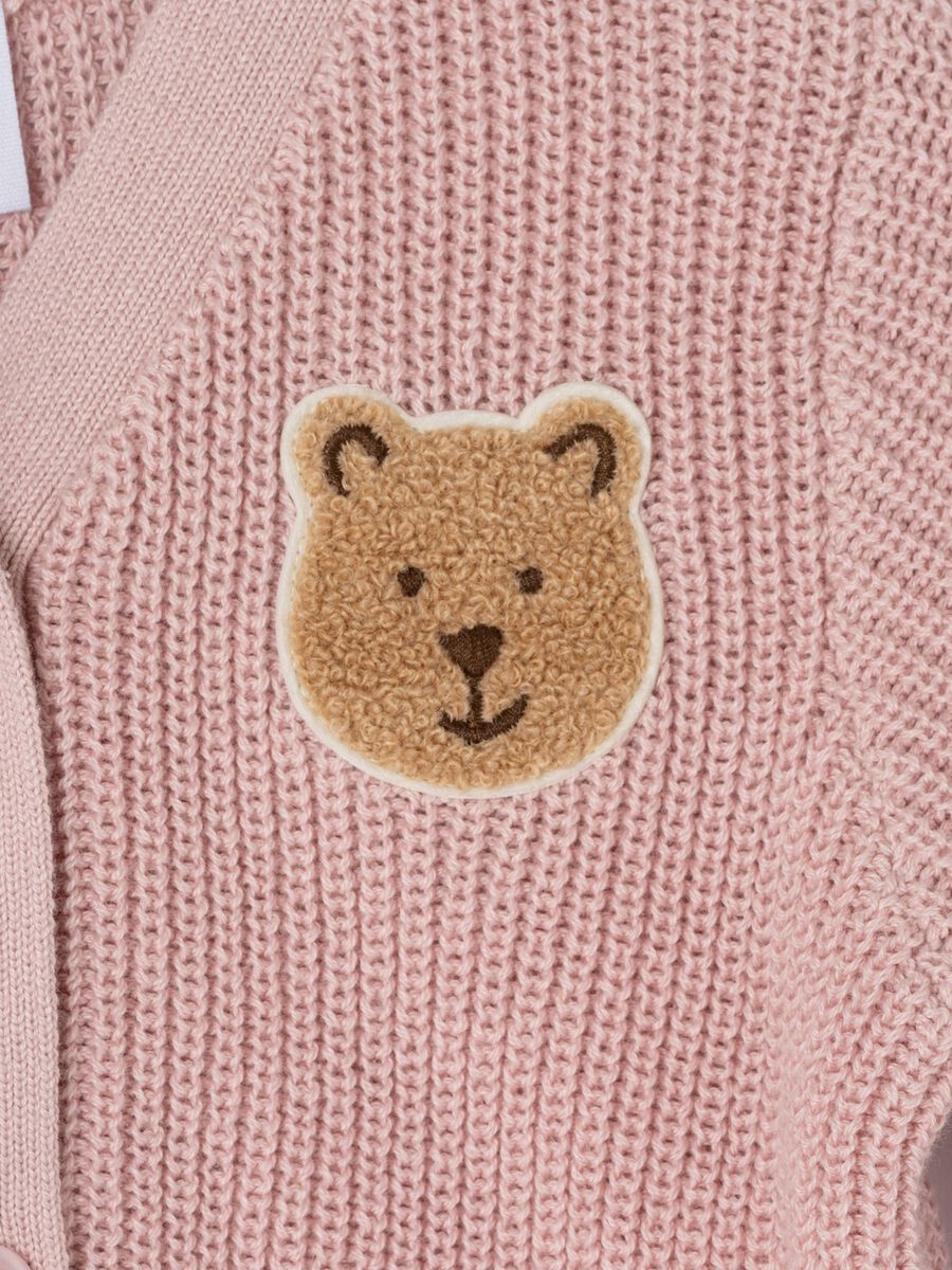 Pullover with V neck and bouclé teddy bear patch_2