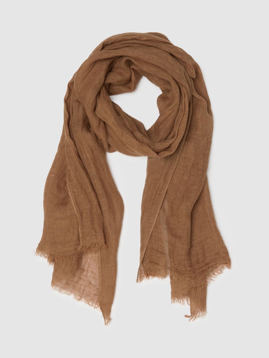 Sciarpa in puro lino marrone_0