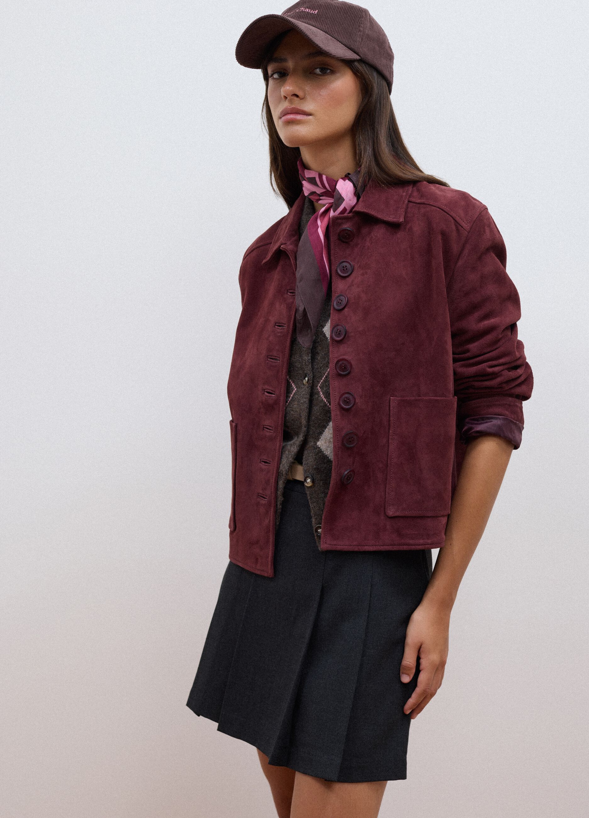 Giacca rossa in vera pelle regular fit