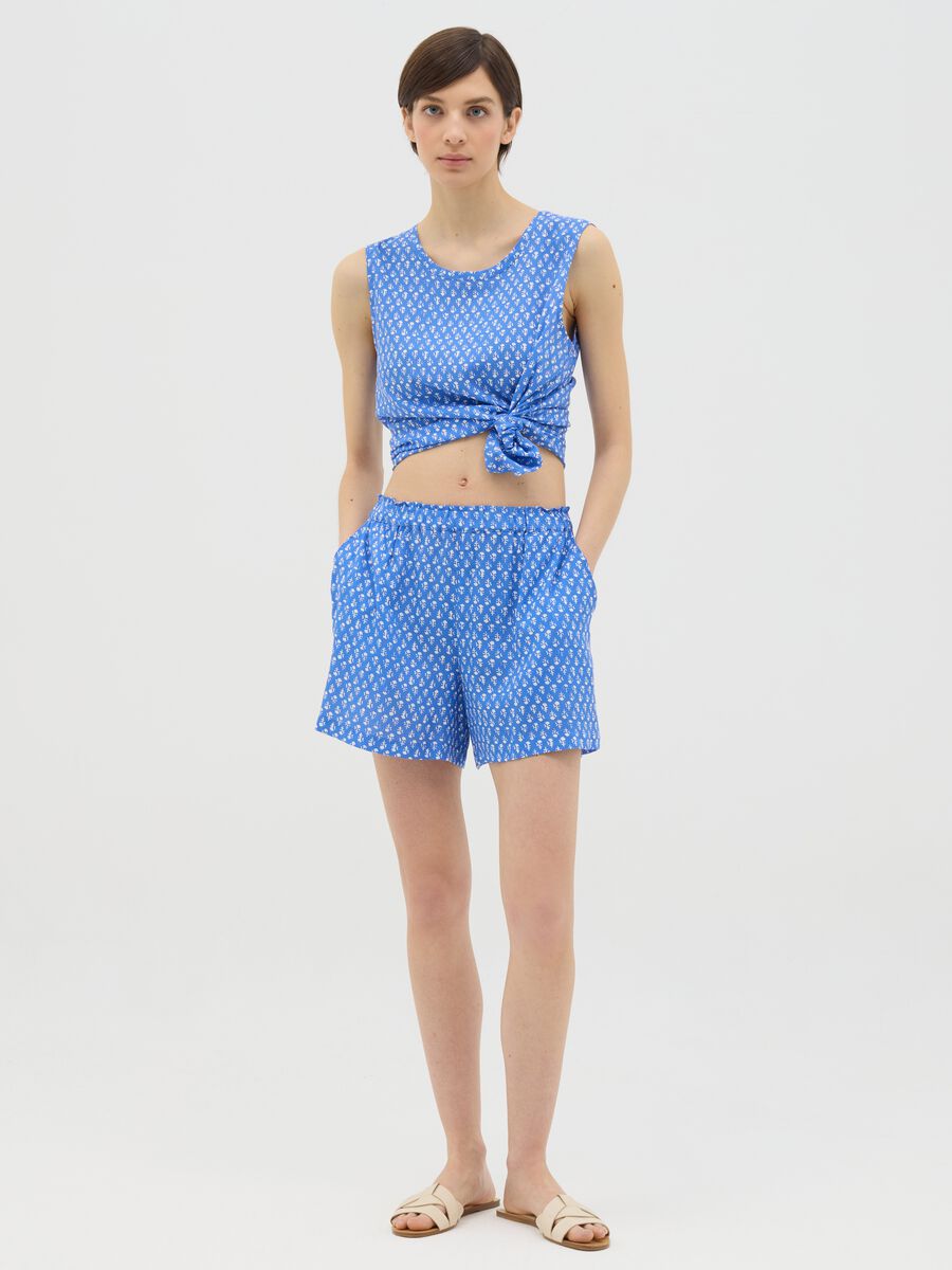 Sleeveless Blue Viscose Blouse_1