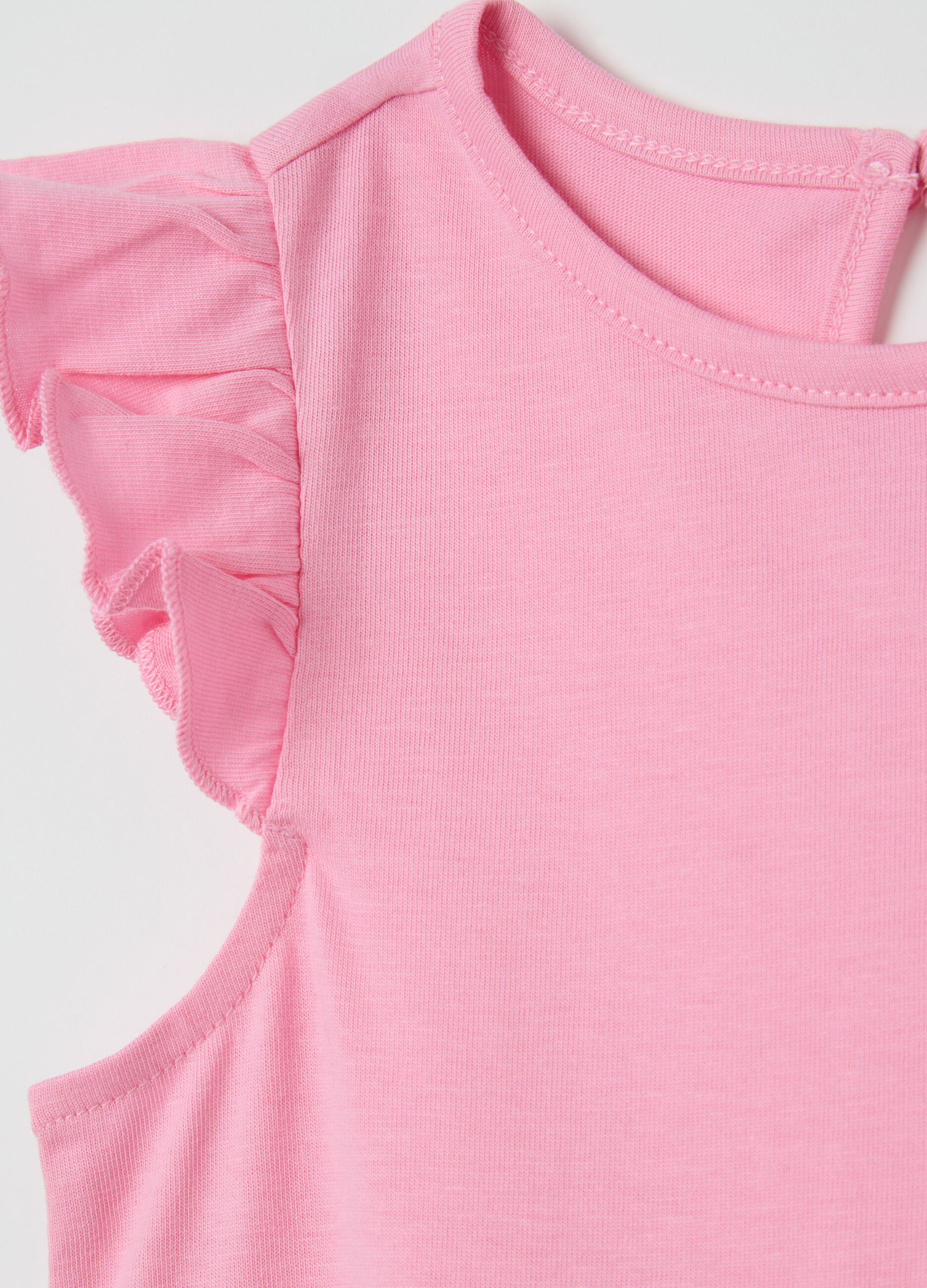 Pink dress with cotton Fagottino ruffles