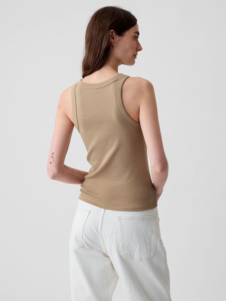 Ribbed tank top with halter neck_1