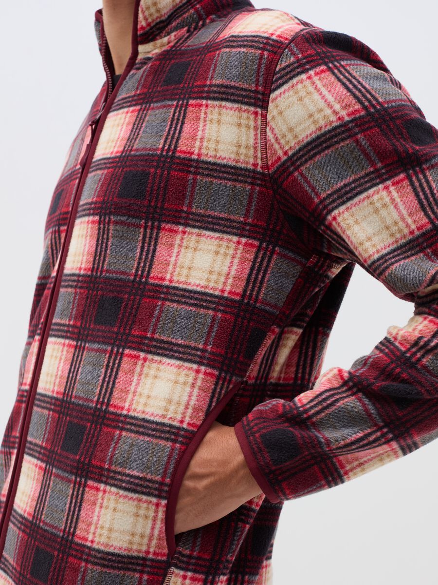 Full-zip sweatshirt in fleece with check pattern_3
