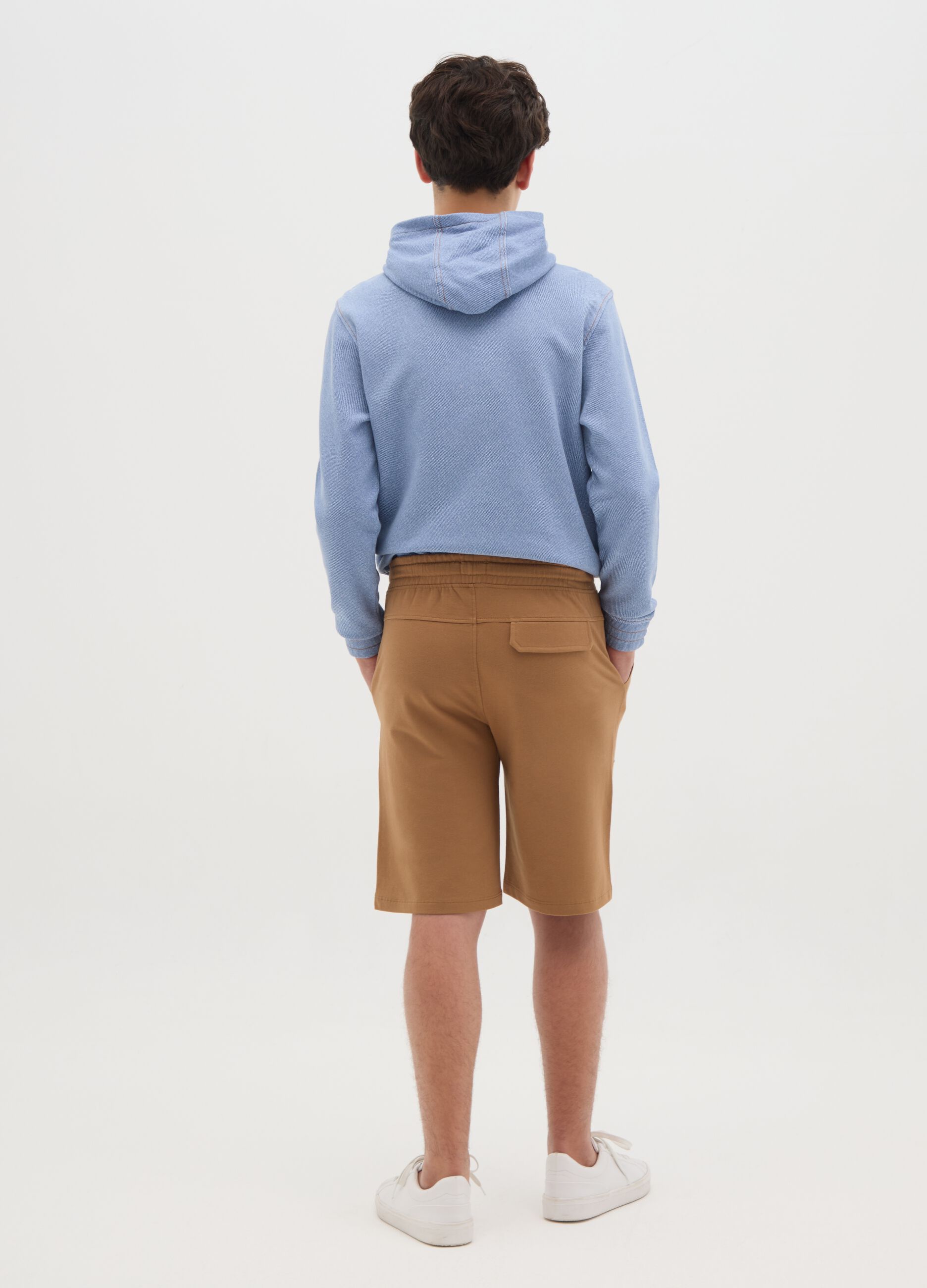 Boys' Brown Pure Cotton Regular Fit Shorts with Logo