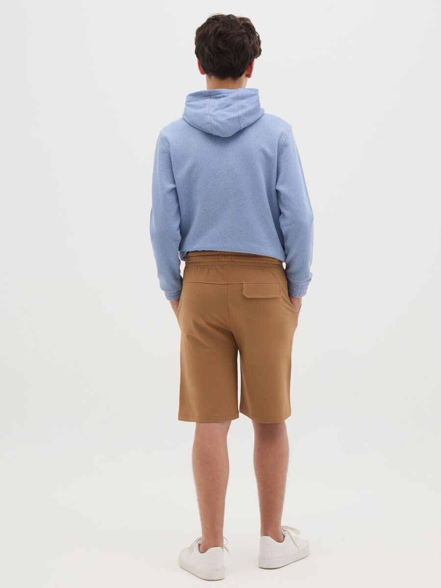 Boys' Brown Pure Cotton Regular Fit Shorts with Logo_2