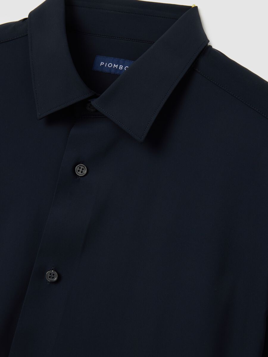 Slim fit black stretch fabric shirt_5
