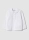 White long-sleeved organic cotton polo shirt, regular fit, for baby girl_0