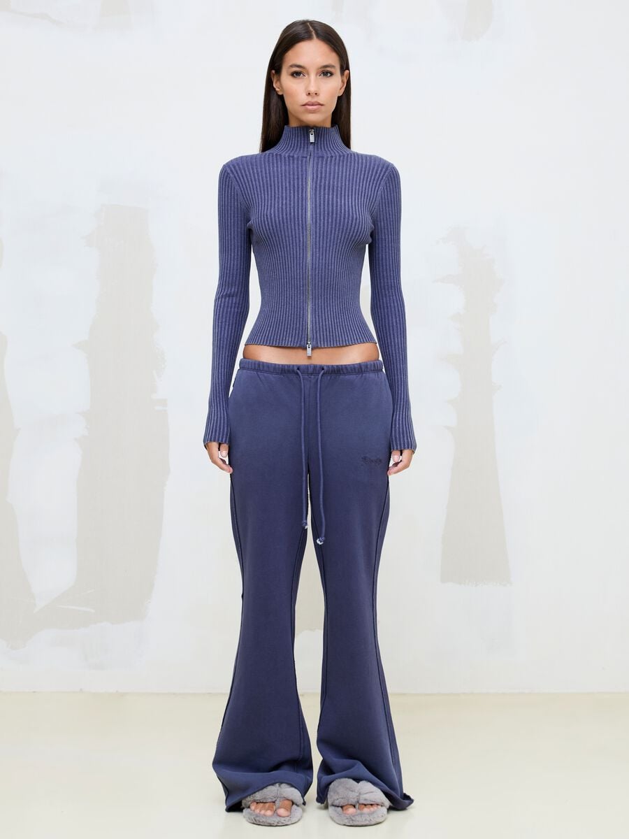 Full-Zip Ribbed Knit Twilight Blue_2