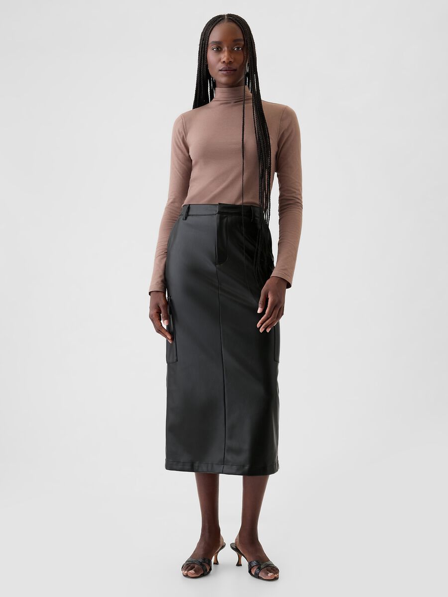 Glossy-effect midi cargo skirt_0