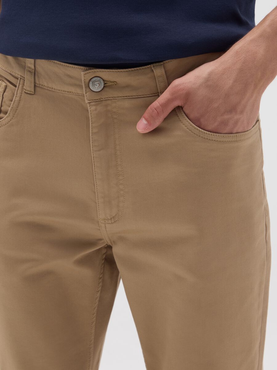 Slim fit beige cotton trousers_3
