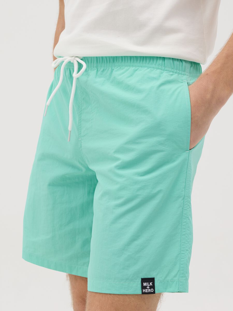 Boxer da uomo in misto verde regular fit con elastico e coulisse_3
