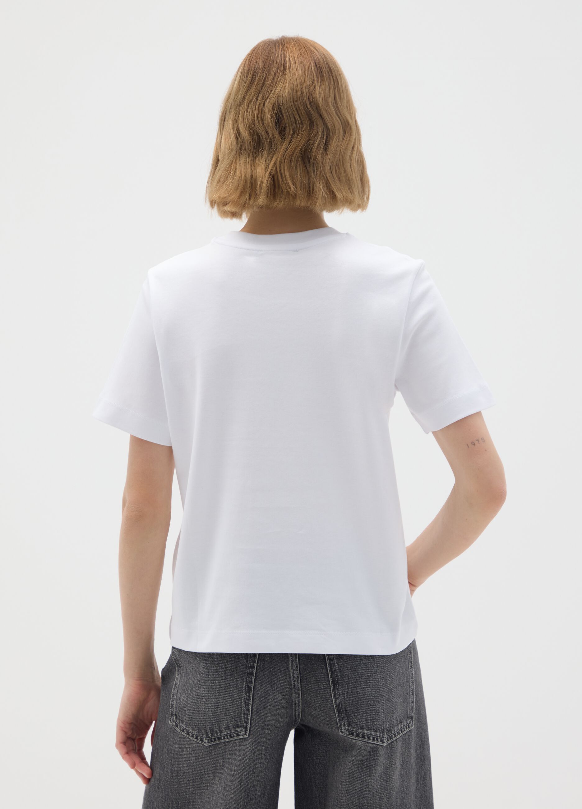 White pure cotton regular fit t-shirt