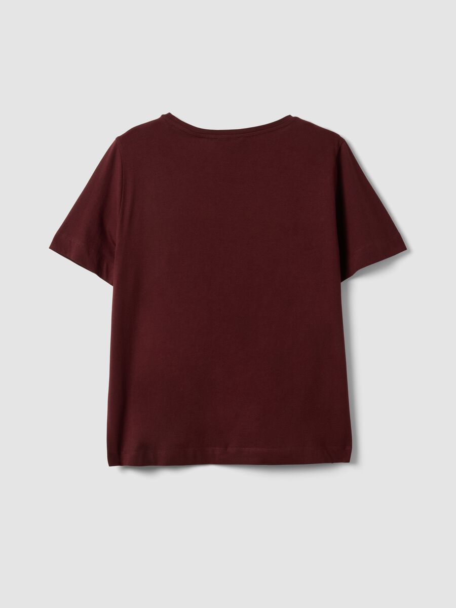 Red pure cotton T-shirt with floral print, regular fit_1