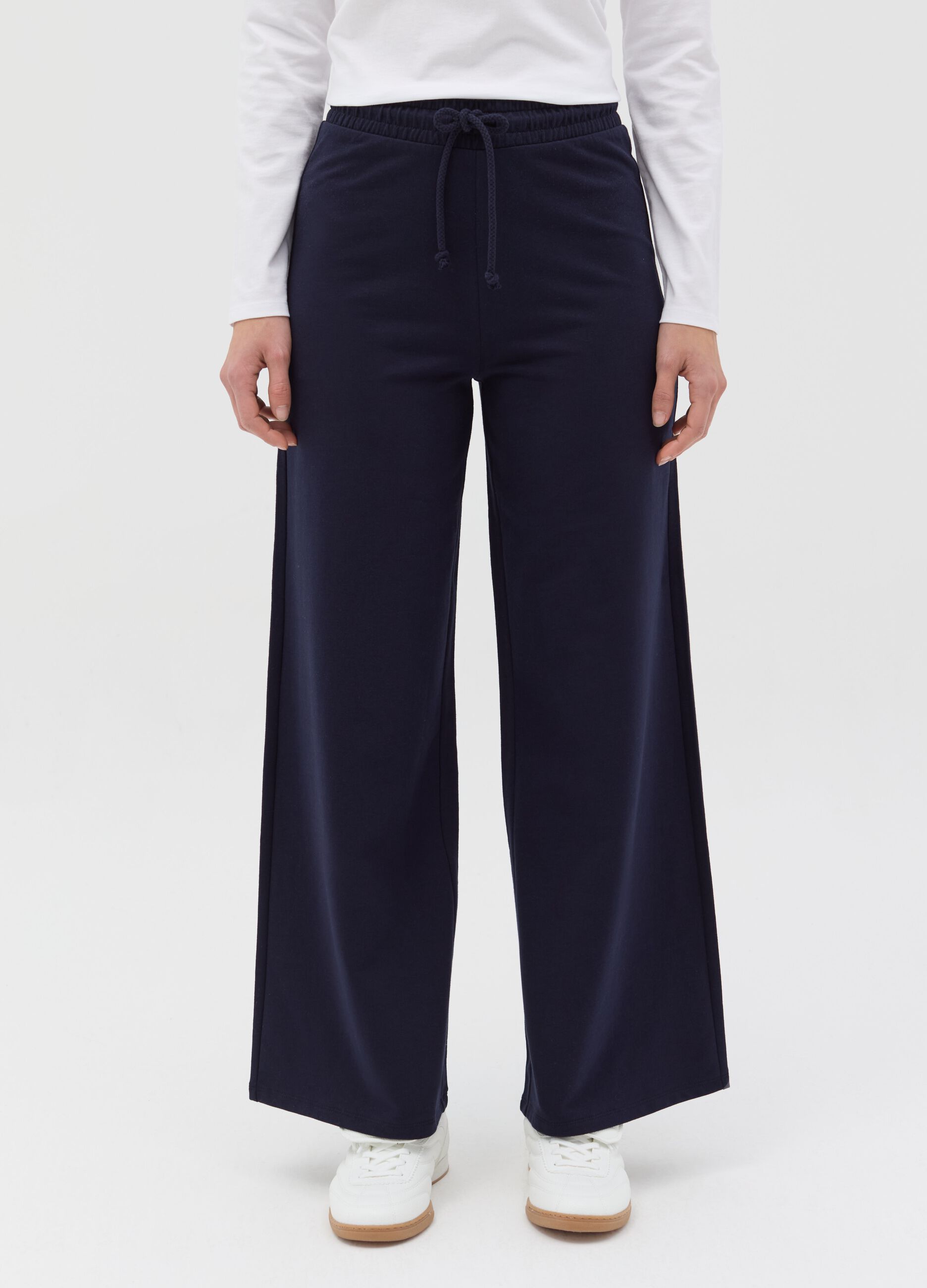 Wide-leg joggers in fleece