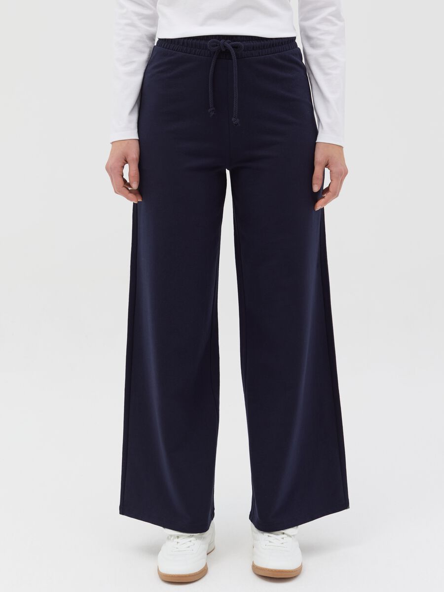Wide-leg joggers in fleece_1