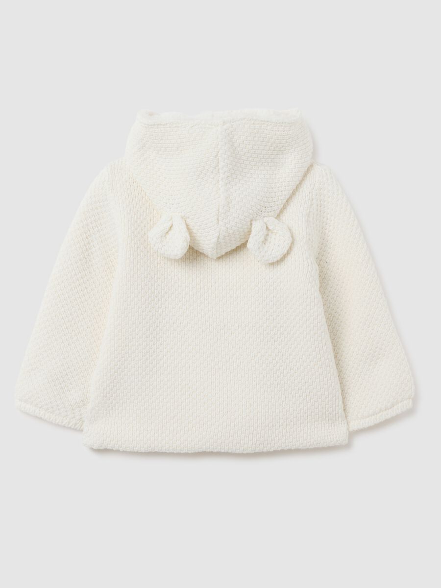 Girl's white cotton coat regular fit_1