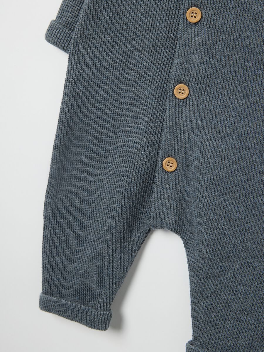 Grey newborn cotton blend hooded onesie_3