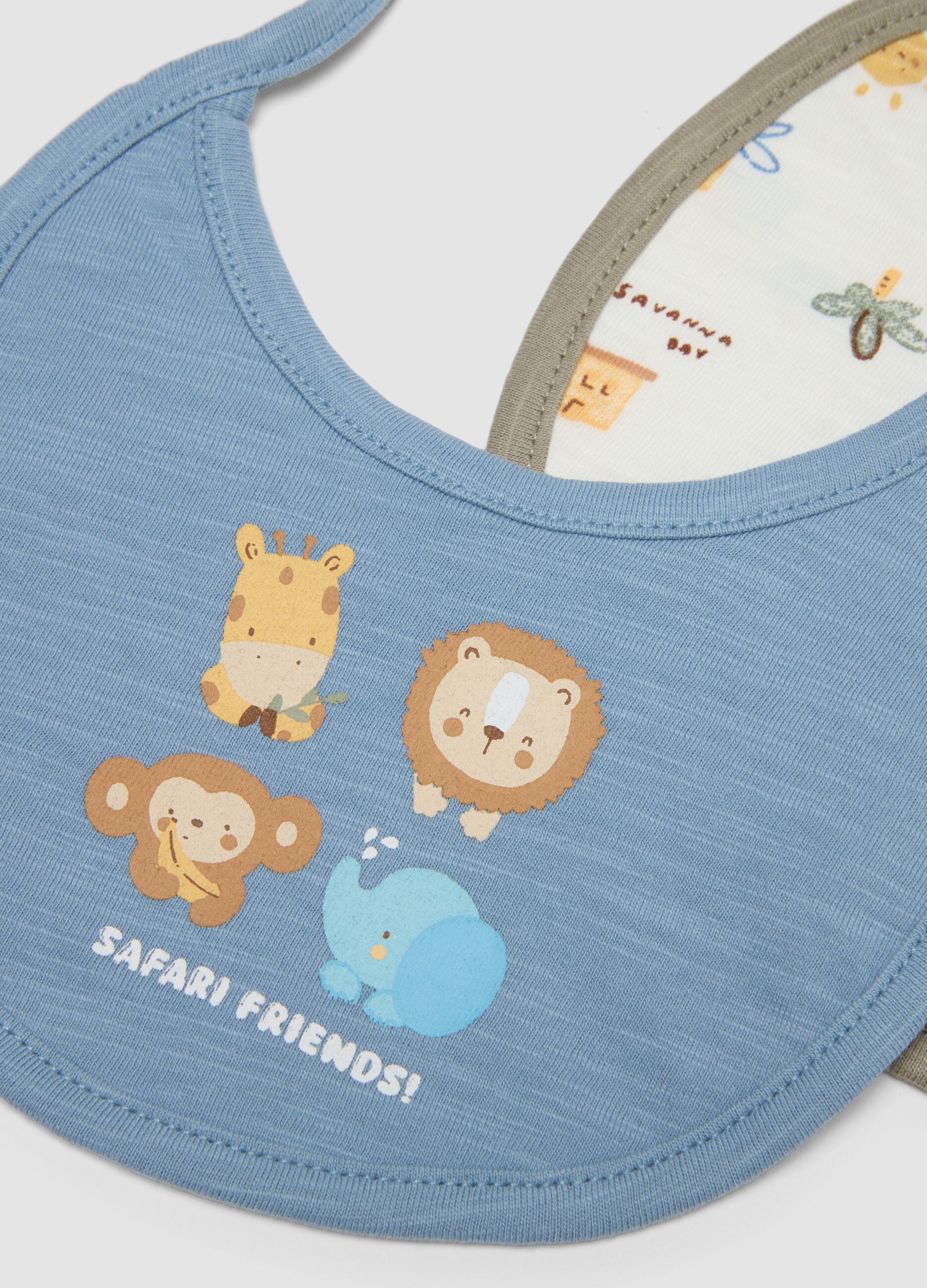 Two-pack of light blue organic cotton bibs