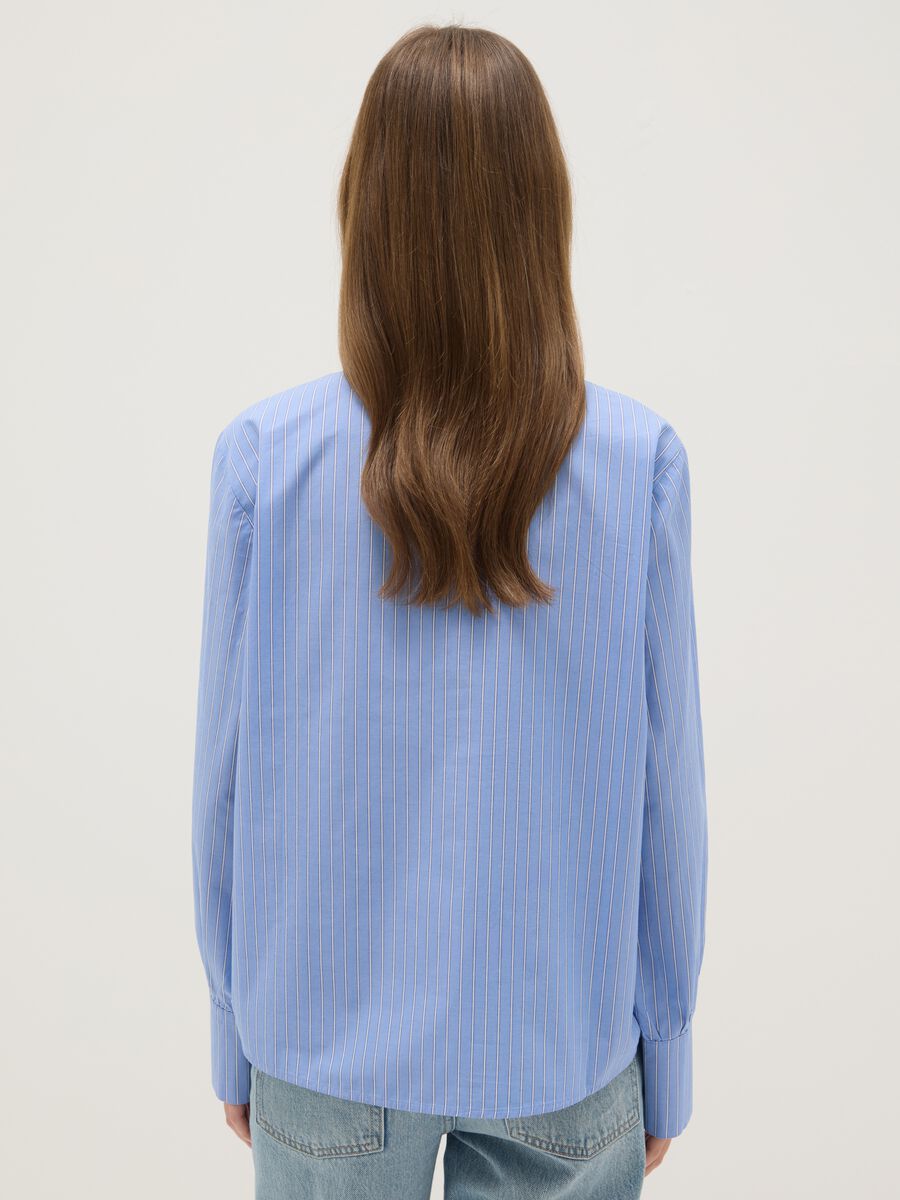 Multicolour striped shirt in pure cotton regular fit with band collar_2