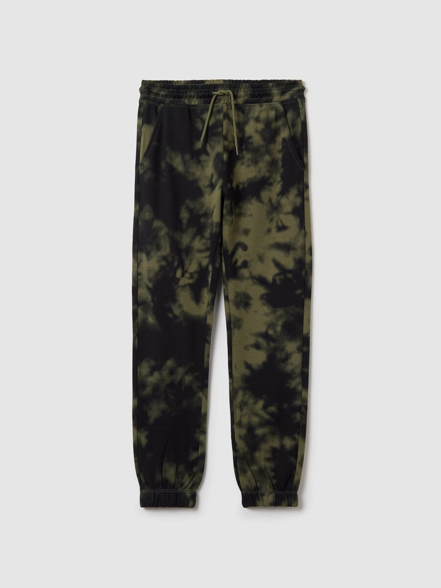 Tie-dye cotton joggers with drawstring_0
