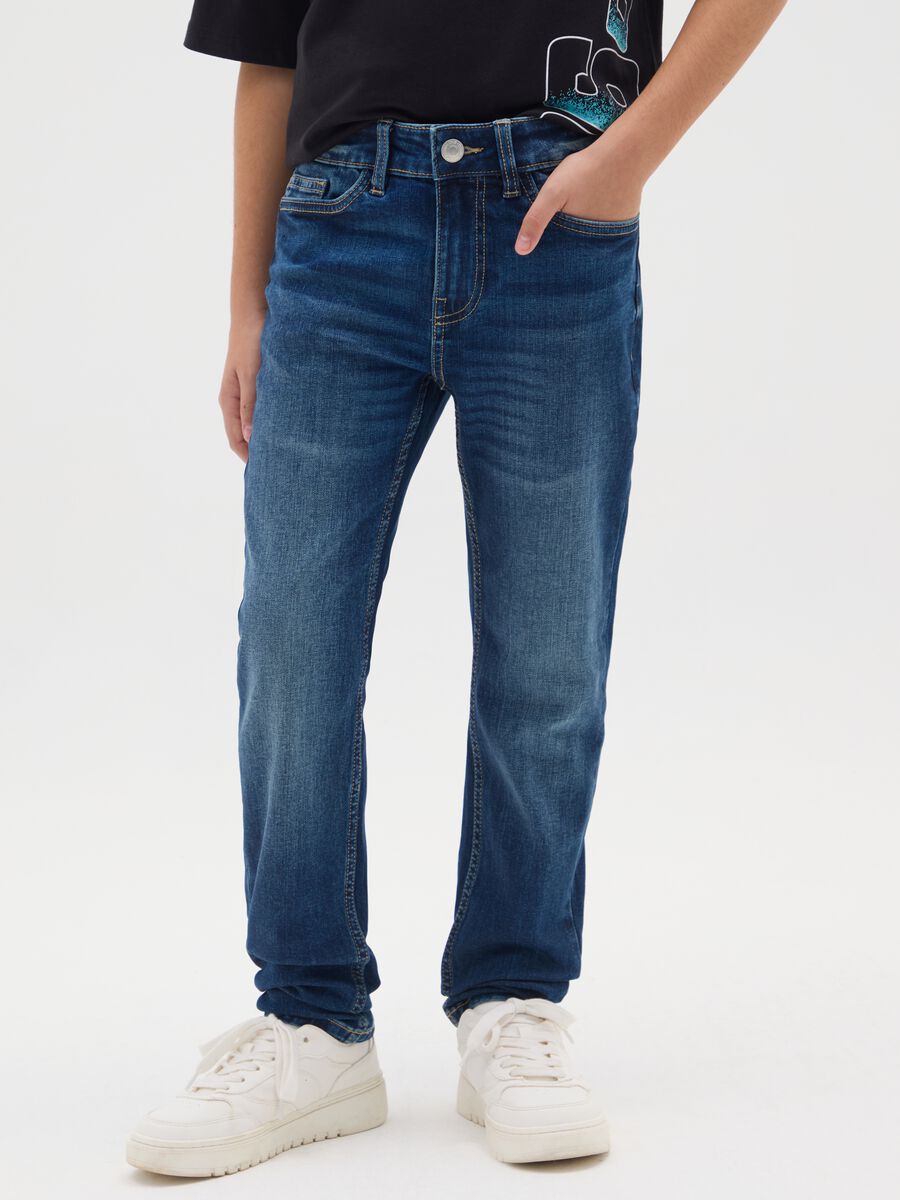 Boys' Slim Fit Stretch Cotton Blue Jeans_2