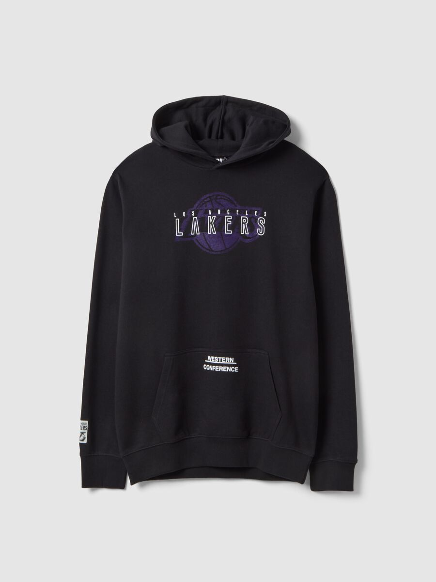 Felpa nera con cappuccio in misto cotone con stampa NBA_4