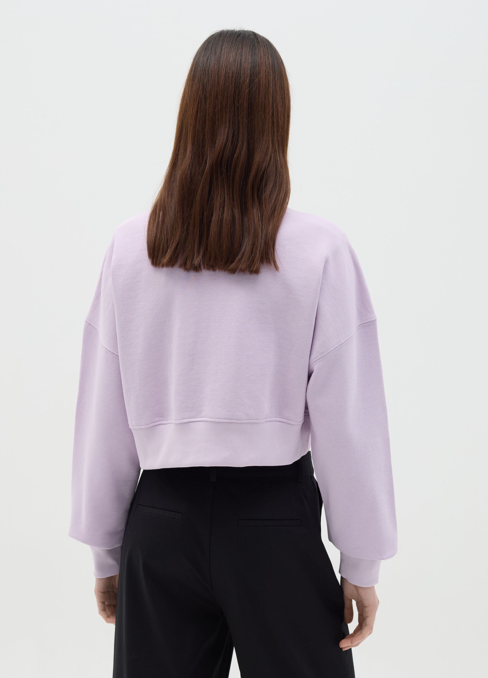 Lilac cropped sweatshirt with Luna print