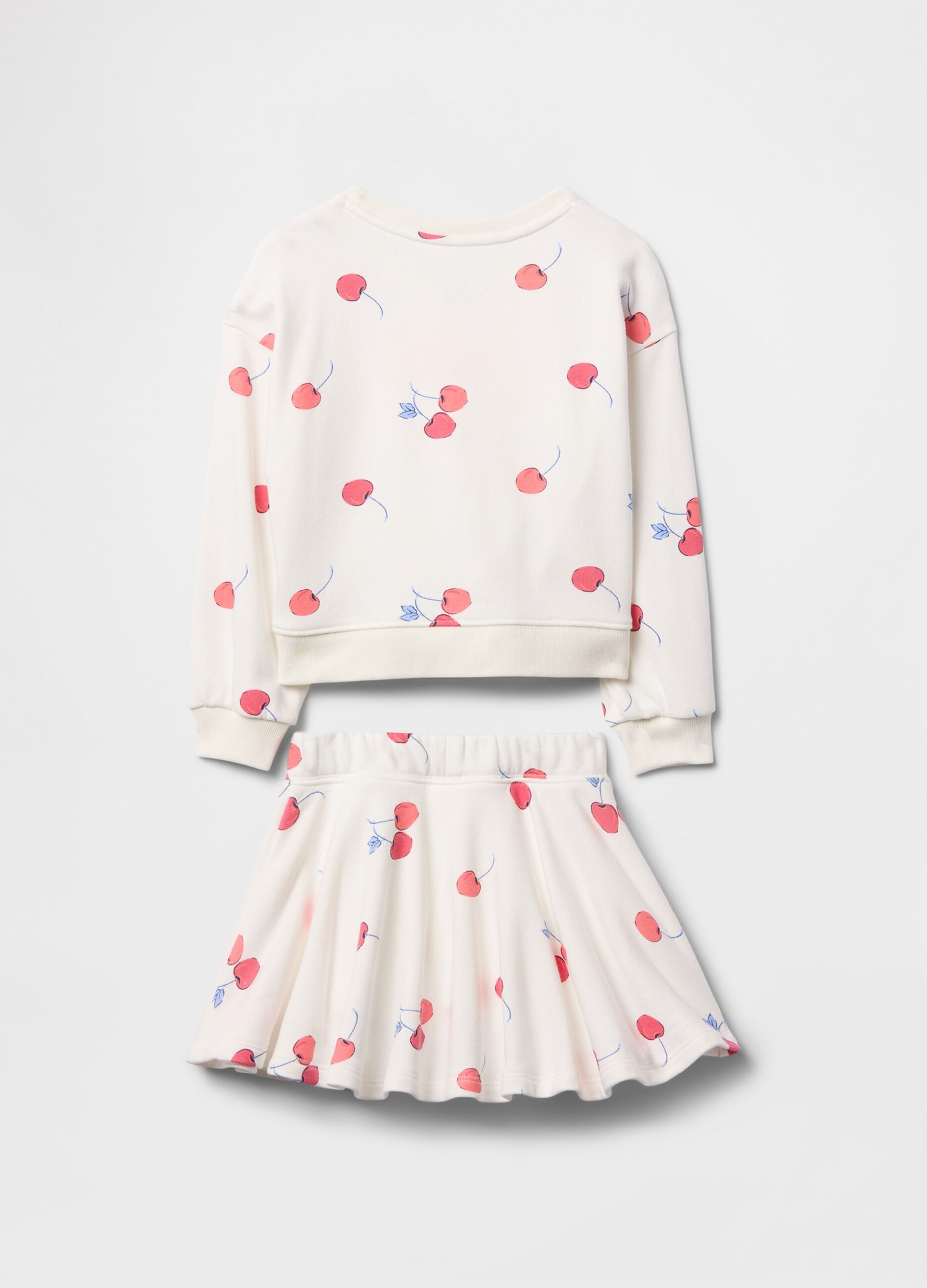GAP Kids white sweatshirt and skirt set with cherry print