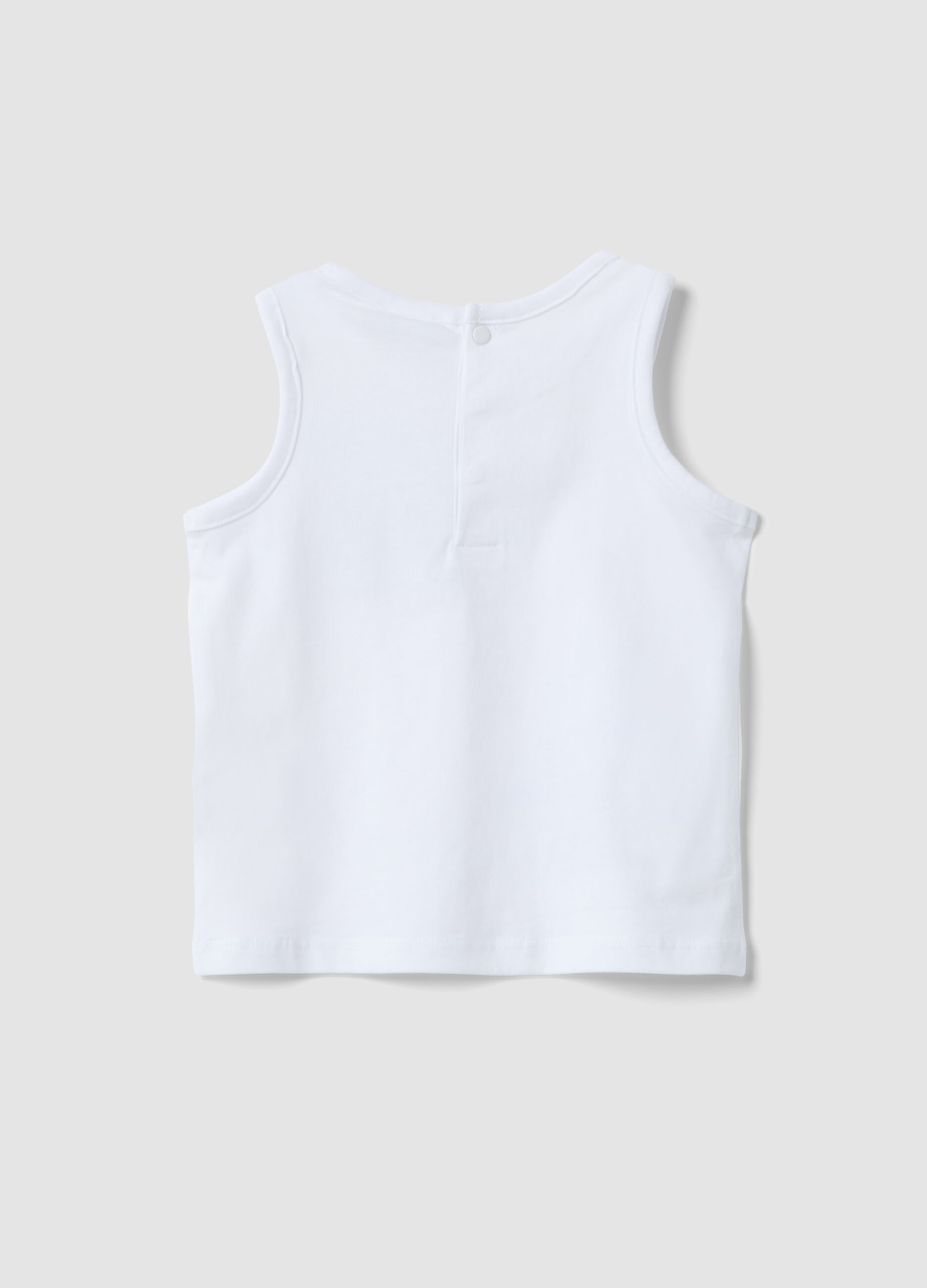 White pure cotton boys&rsquo; vest, regular fit, with crab prints