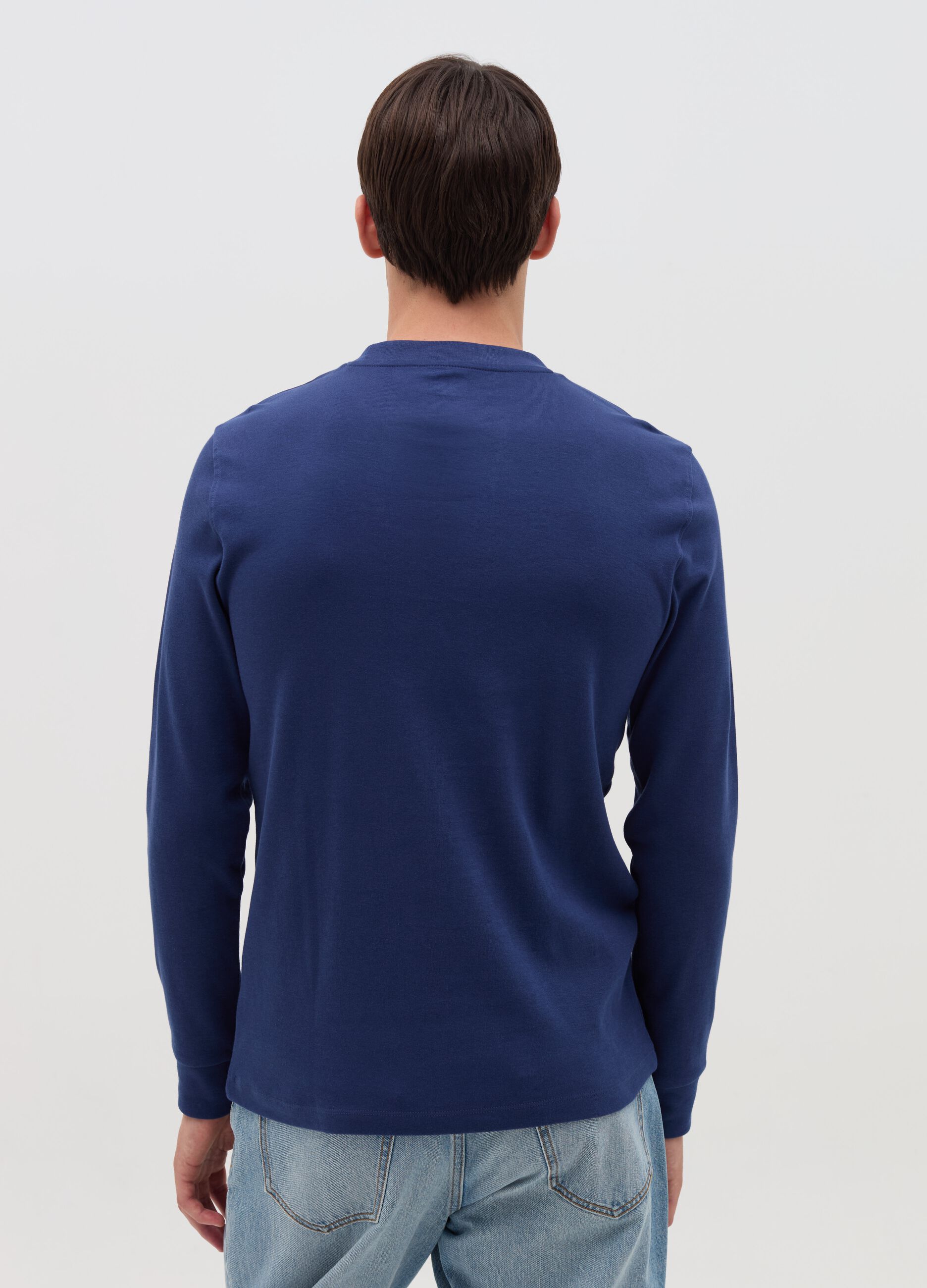 T shirt a maniche lunghe in cotone interlock da Uomo OVS