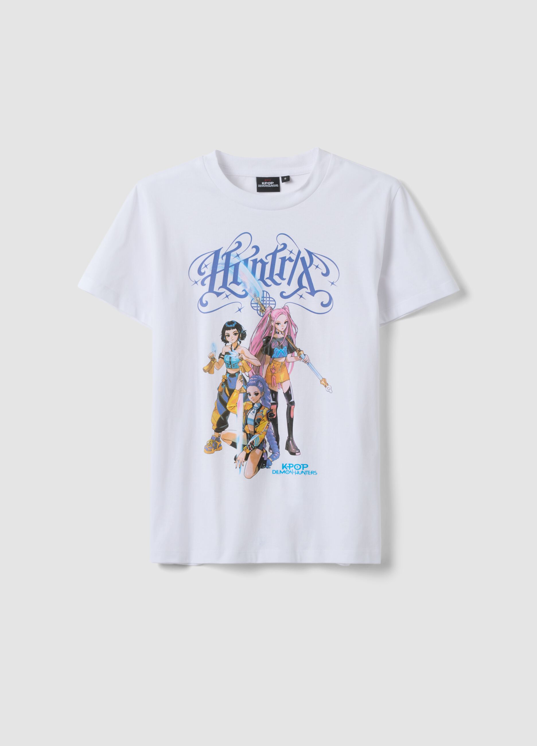 White pure cotton T-shirt regular fit with print