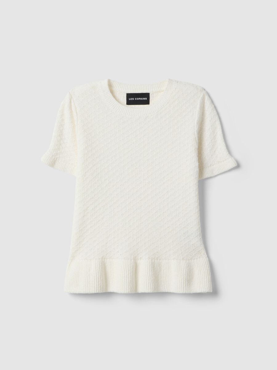 Maglia girocollo in misto cotone bianca slim fit_4