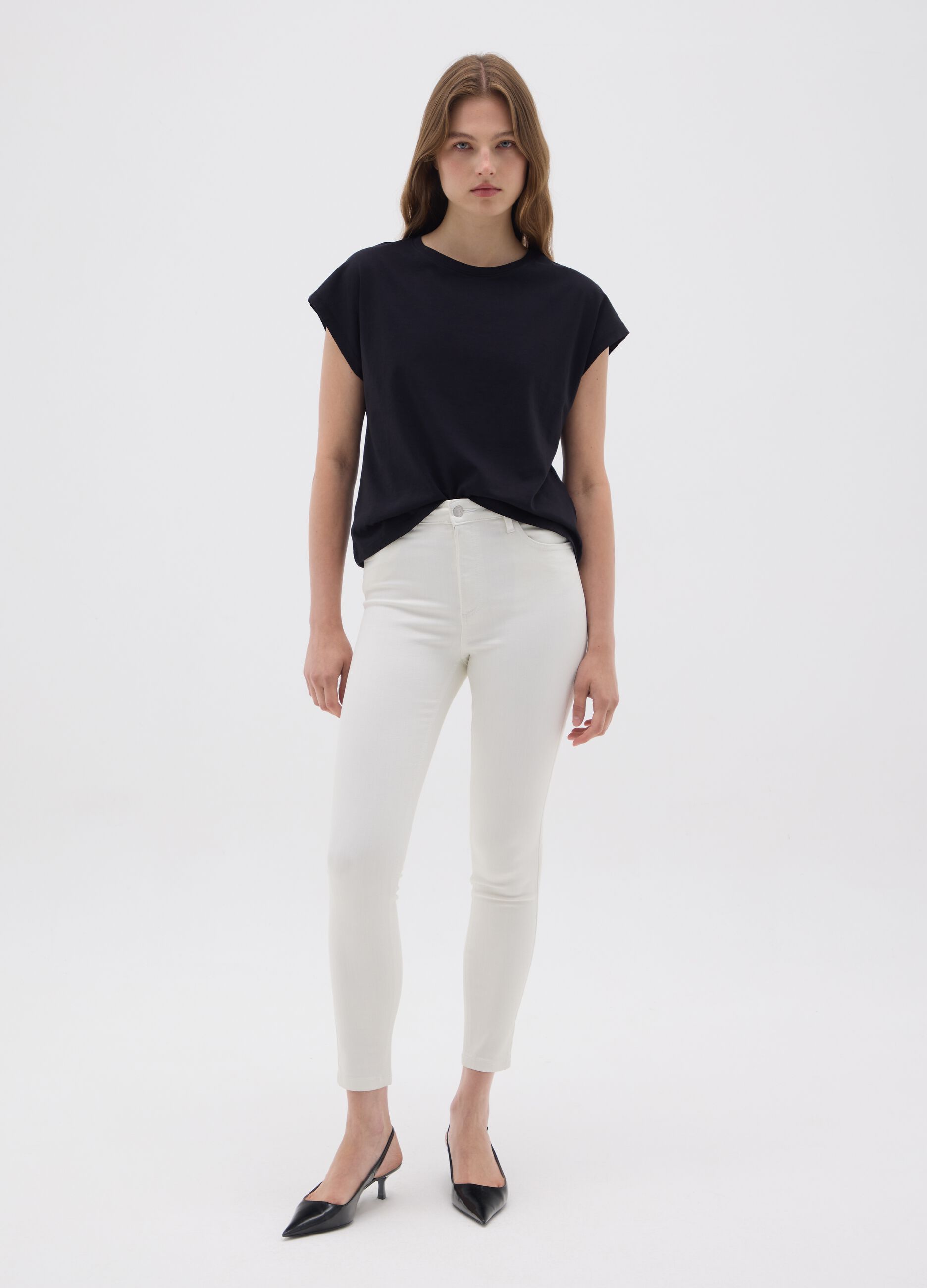 Women's white skinny fit denim jeans