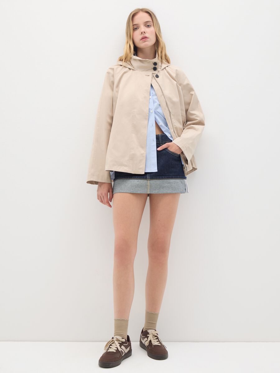 Beige cotton blend jacket regular fit_1