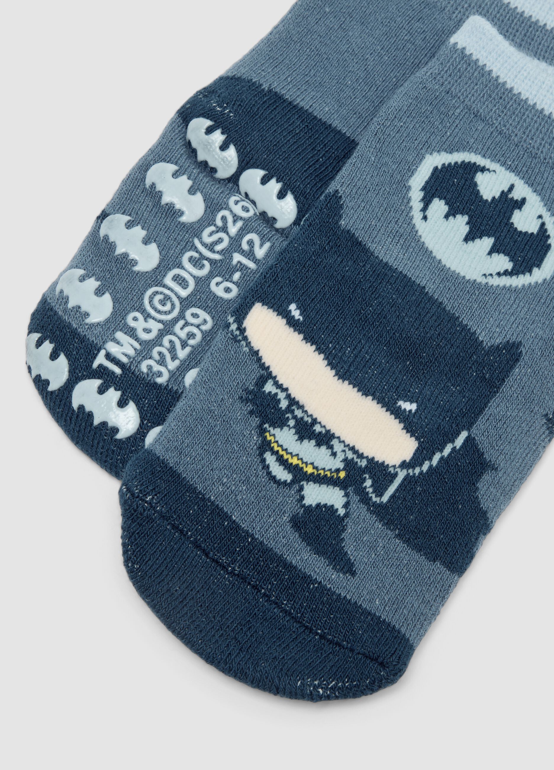 Bipack di calze antiscivolo in cotone organico elasticizzato con fantasia Batman