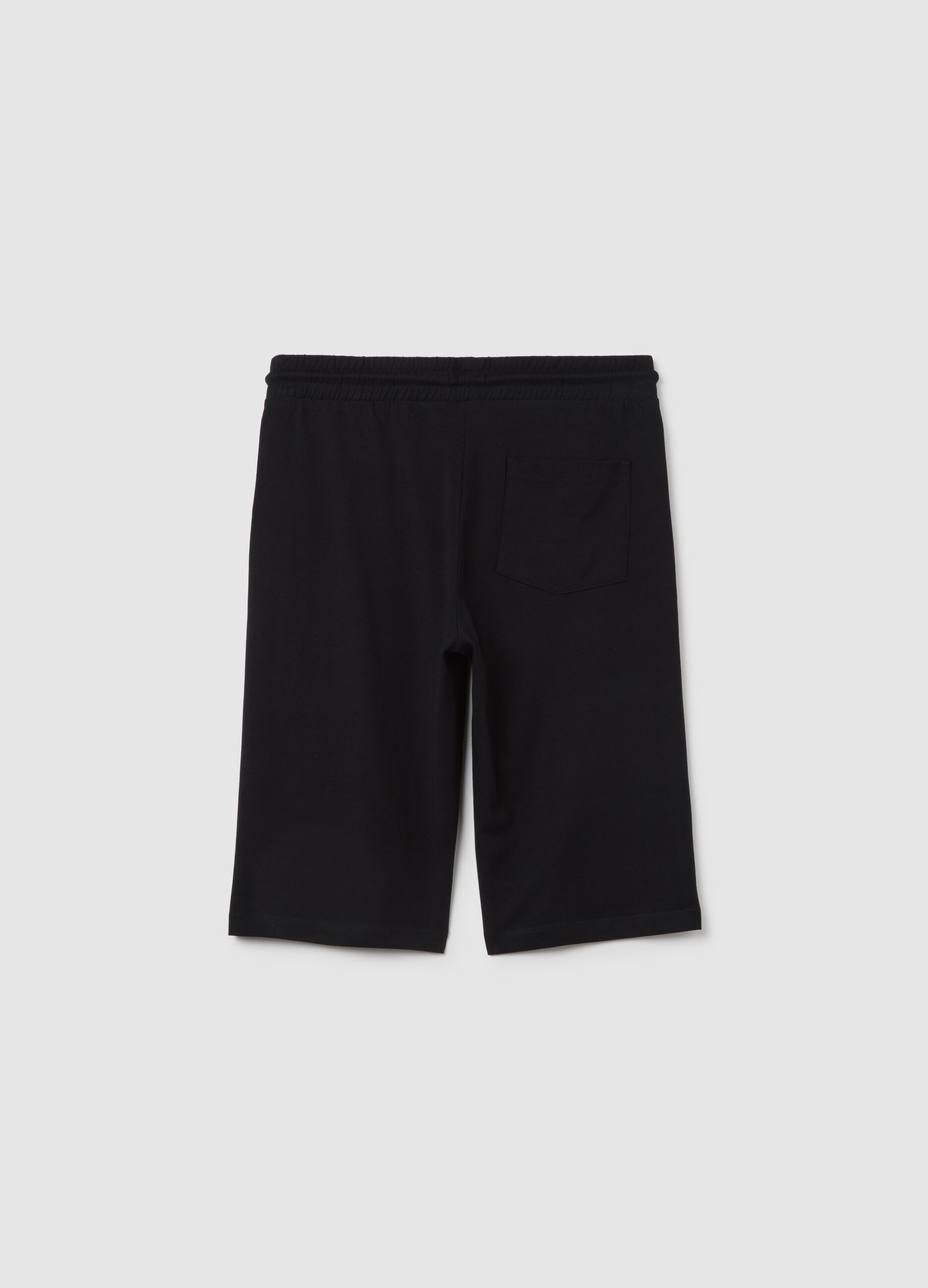 Bermuda da ragazzo in puro cotone nero regular fit