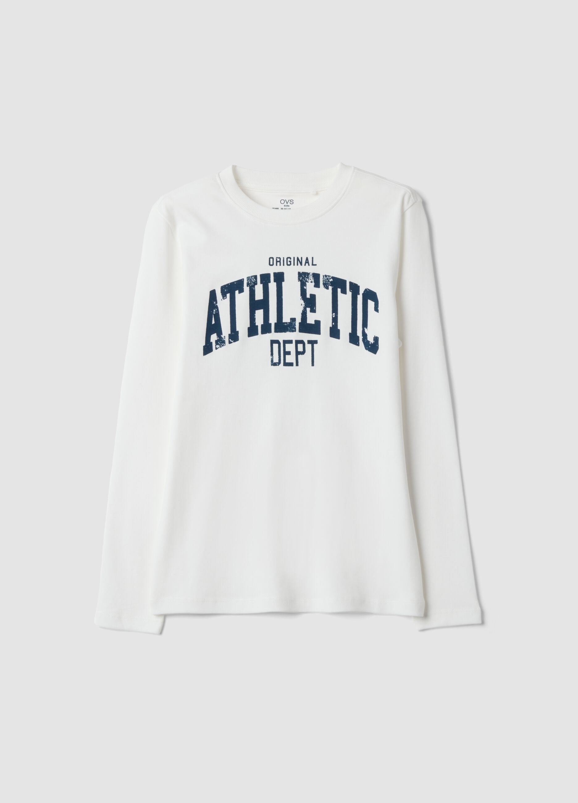 White long-sleeve organic cotton crew-neck T-shirt