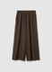 Brown wide-leg linen blend trousers_4