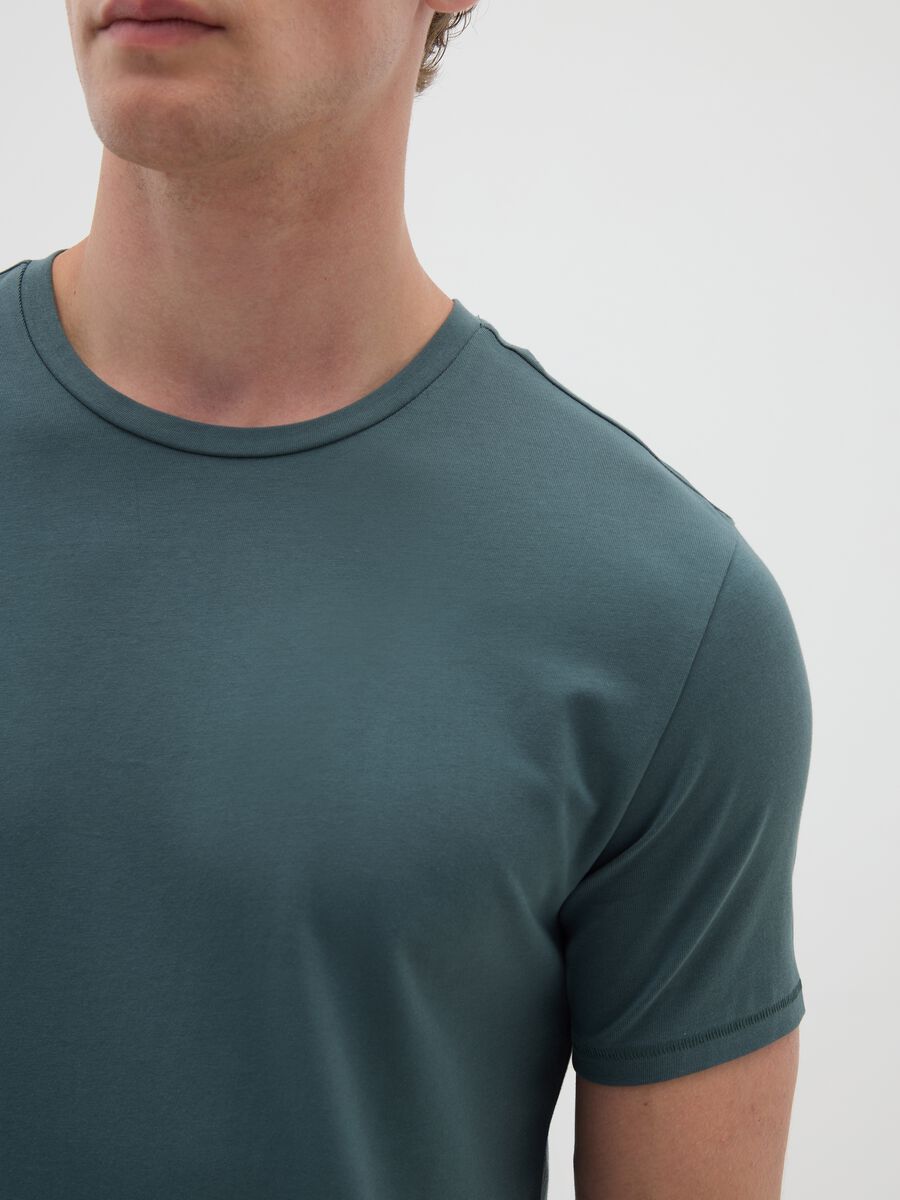 Men's green cotton slim fit T-shirt_3
