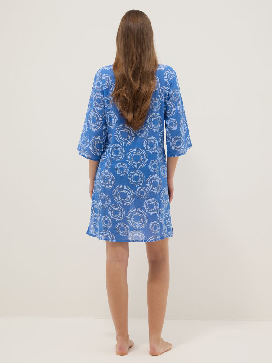 Blue pure cotton patterned kaftan_2