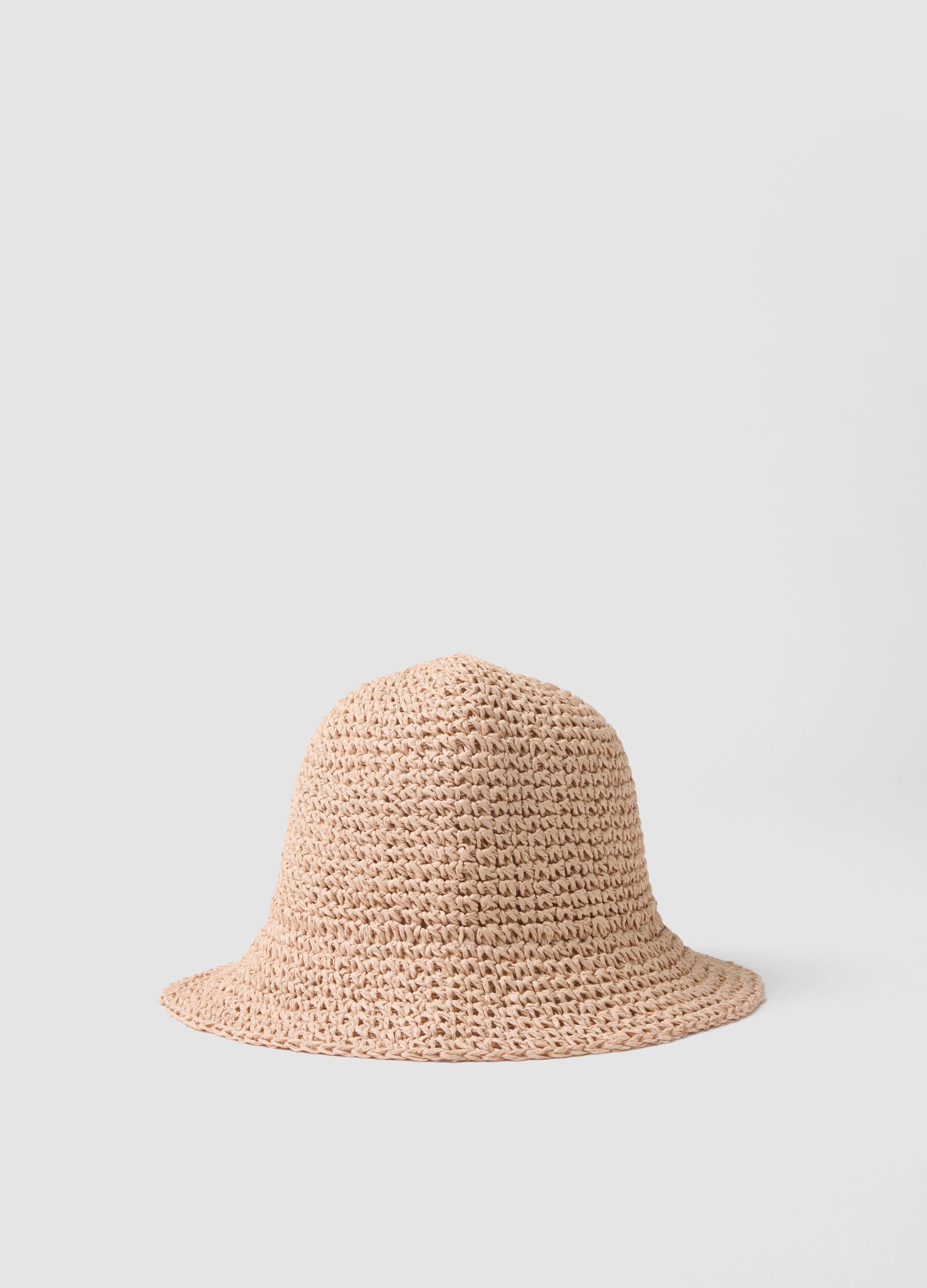 Beige bucket hat in pure paper fabric