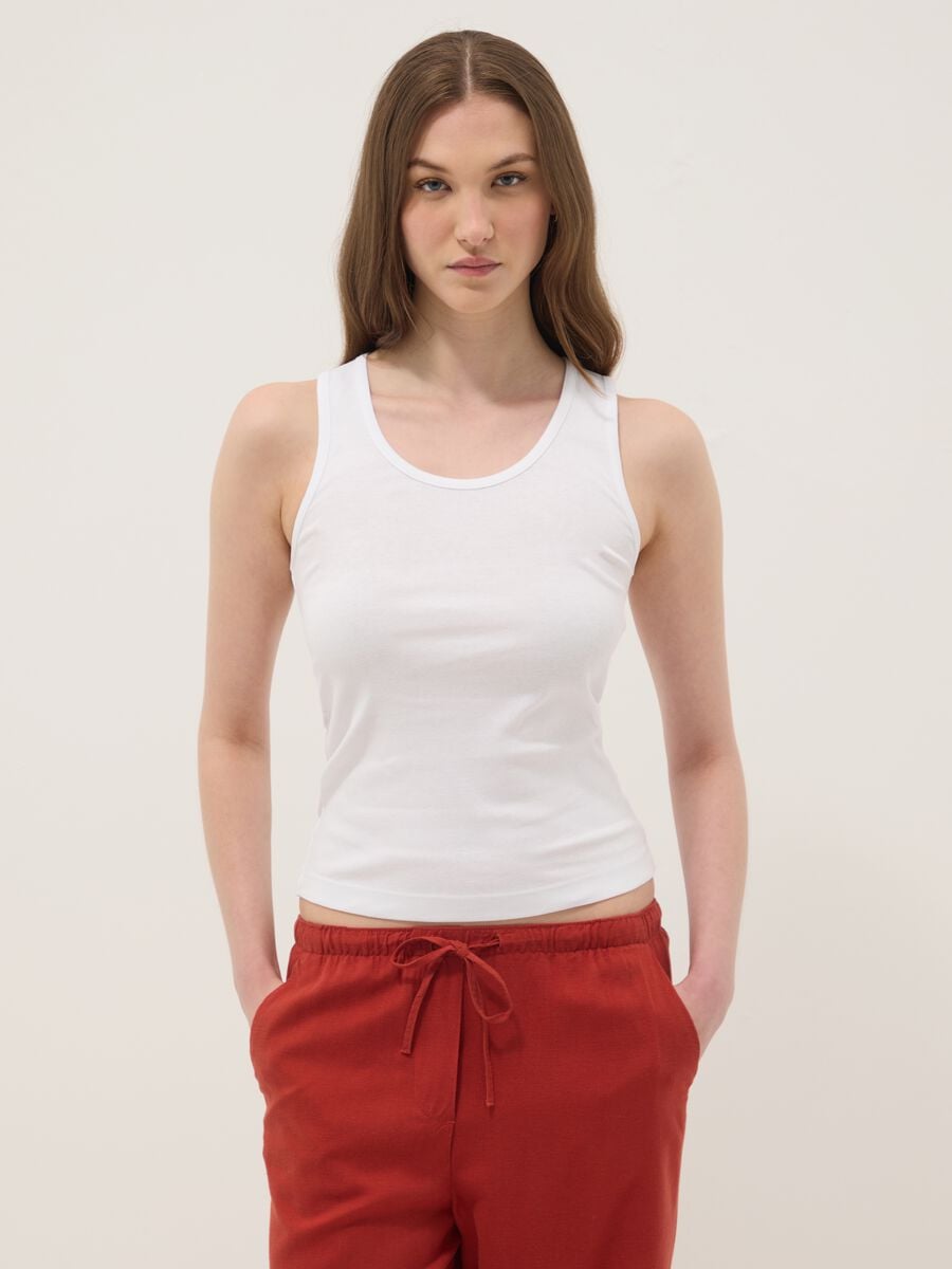 Canotta bianca in puro cotone regular fit_1