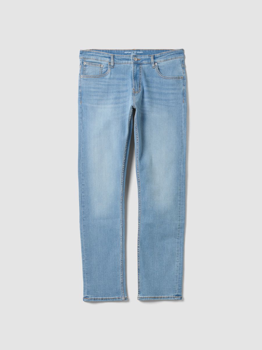 Jeans azzurri skinny in cotone elasticizzato_4