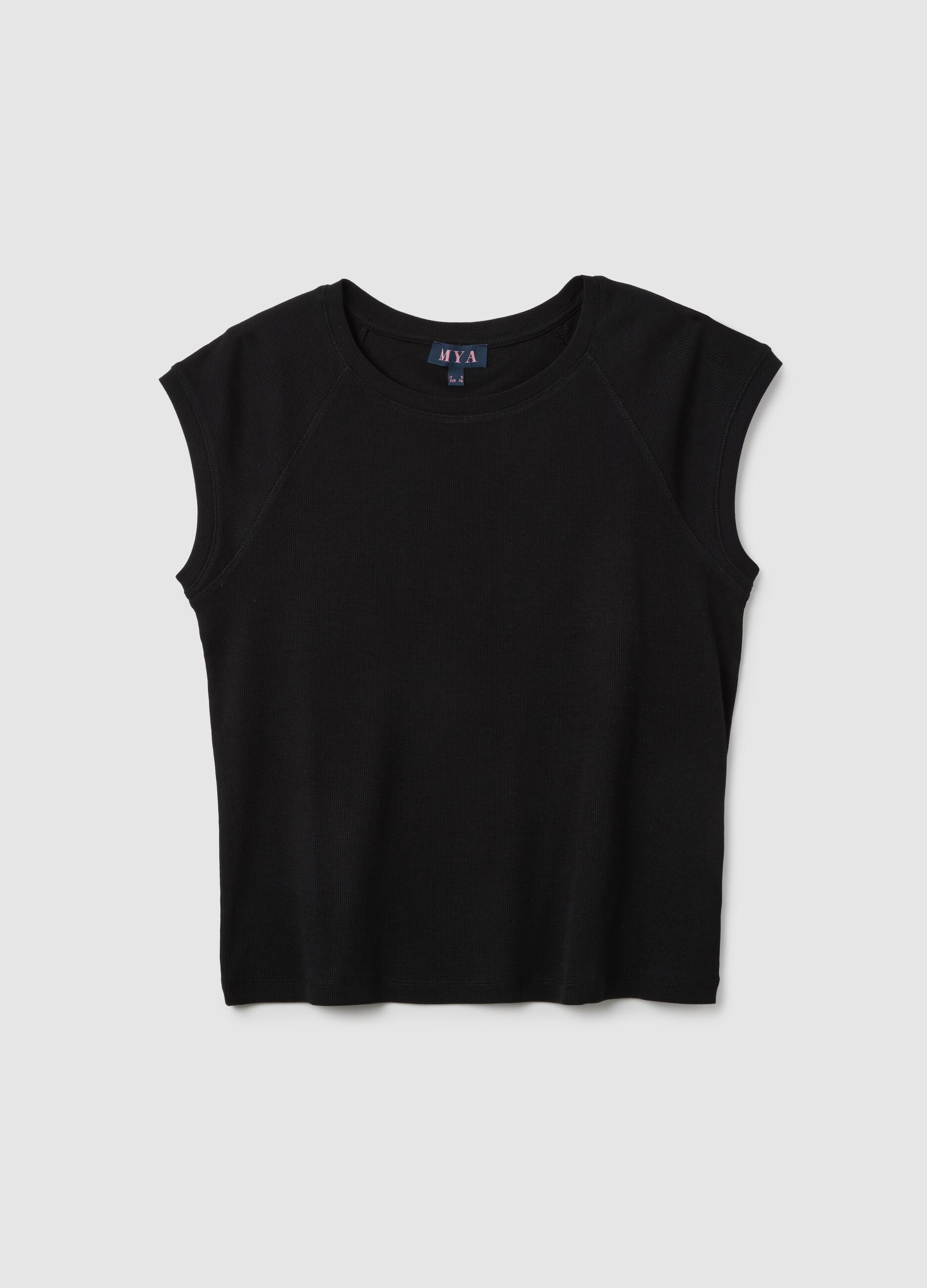 Women's top in pure black cotton