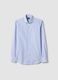 Slim fit pure cotton shirt with white and blue stripes_0